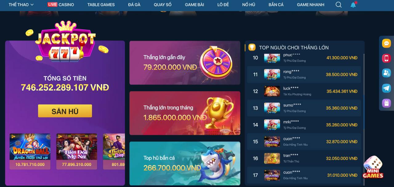 Ảnh chụp màn hình tính năng jackpot của ứng dụng Zbet